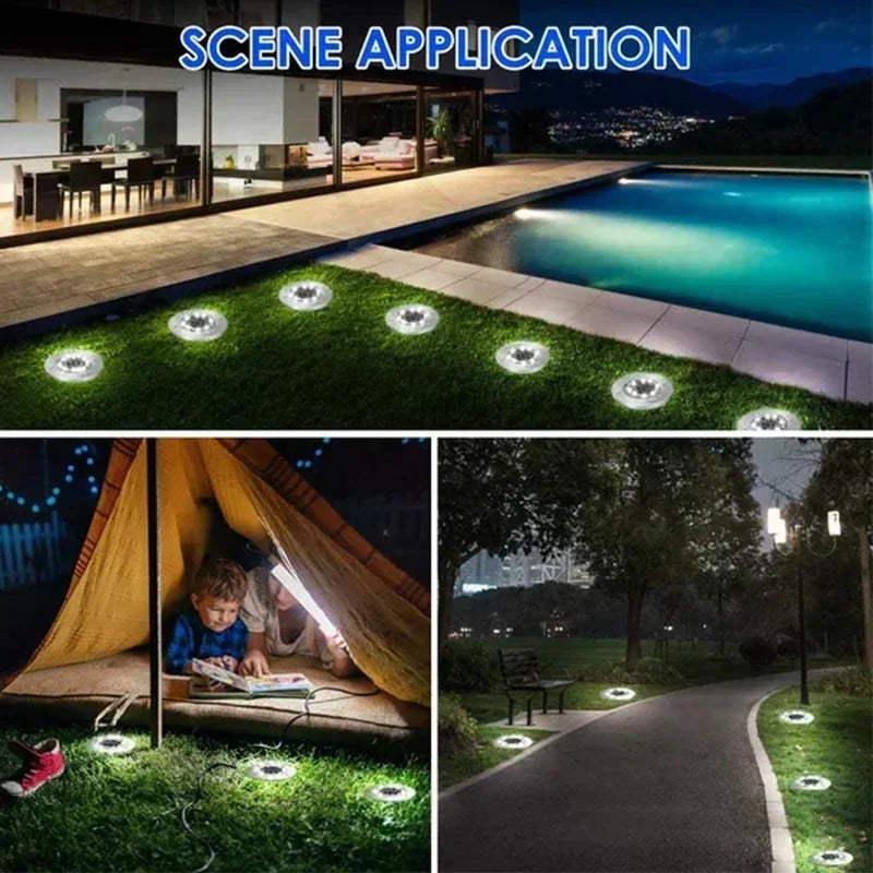 Solar Lights Outdoor 8/20 LEDs Disk Underground Lamp Spotlight Buried