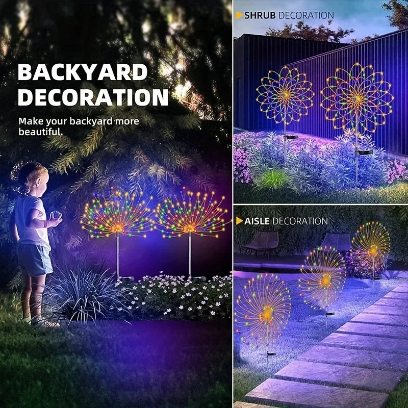 Solar Firework Light Outdoor Decor Waterproof 8 Lighting Modes