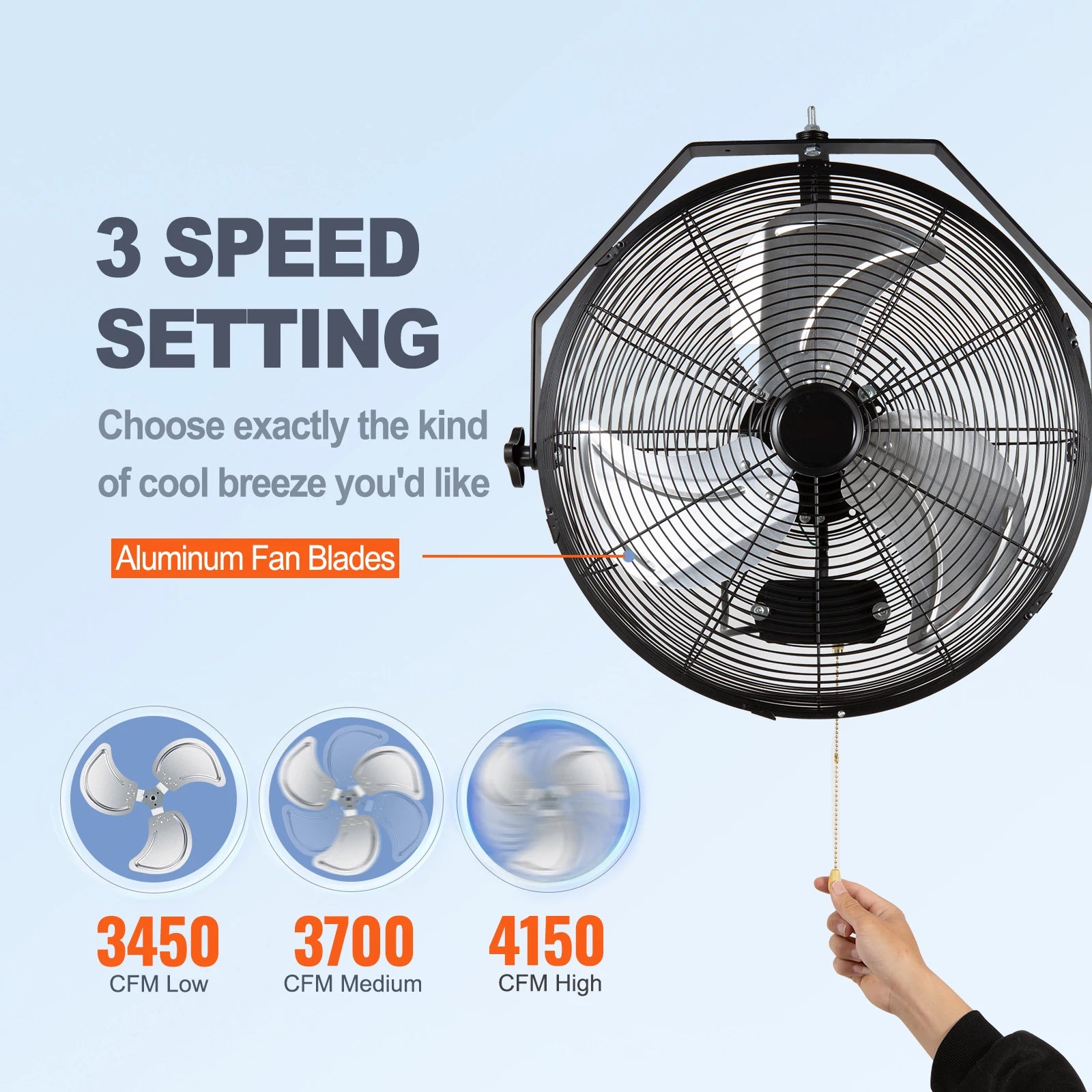 Wall Mount Fan High Velocity Waterproof Oscillating Industrial Wall Fan