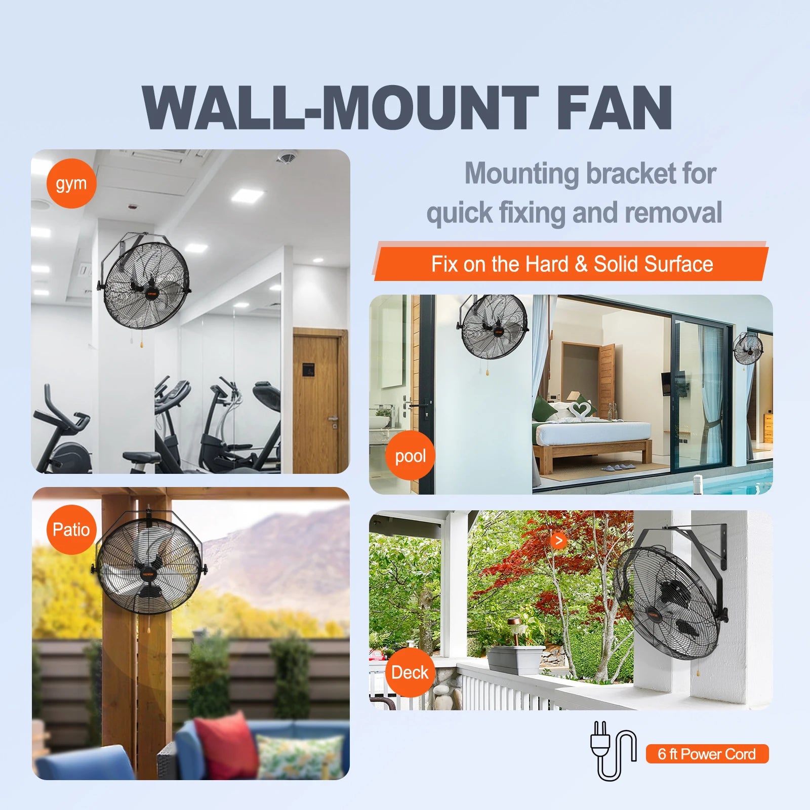 Wall Mount Fan High Velocity Waterproof Oscillating Industrial Wall Fan
