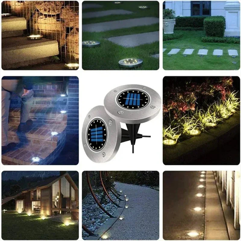 Solar Lights Outdoor 8/20 LEDs Disk Underground Lamp Spotlight Buried