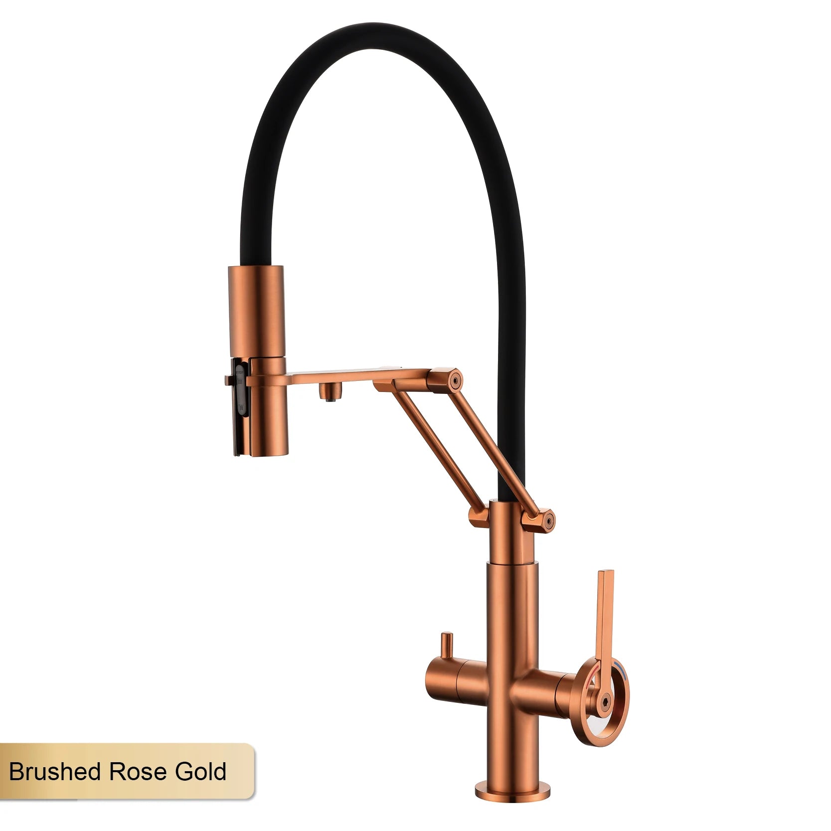Brass island kitchen faucet with filtered Water Pull out Sprayer.