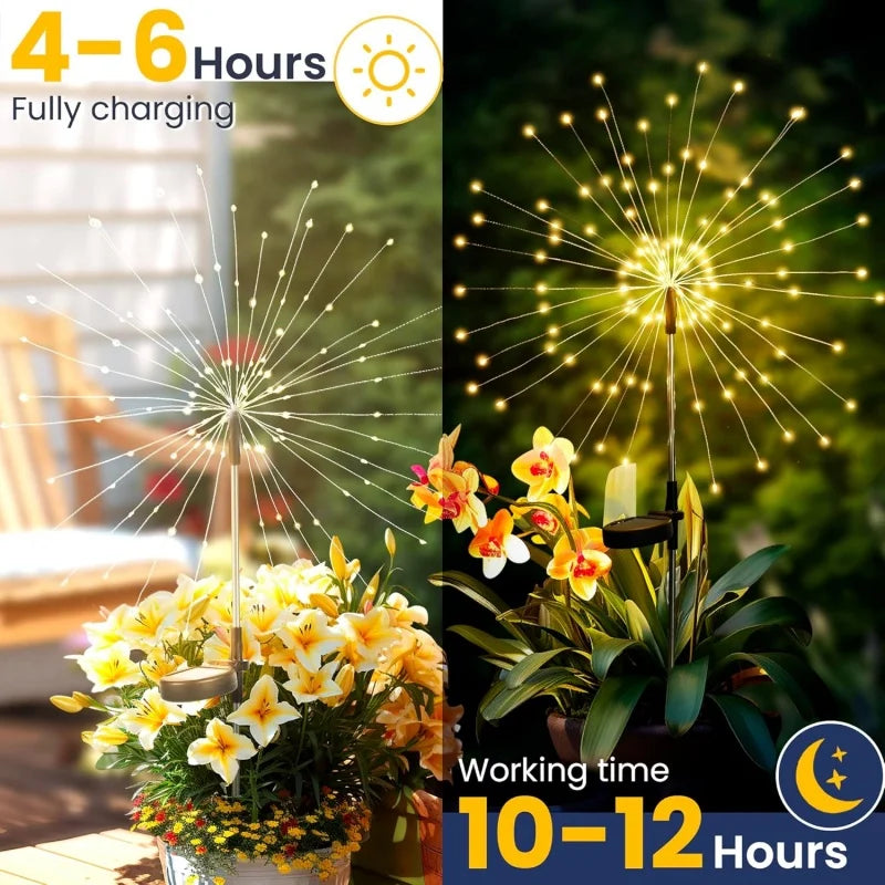 Solar Firework Light Outdoor Decor Waterproof 8 Lighting Modes