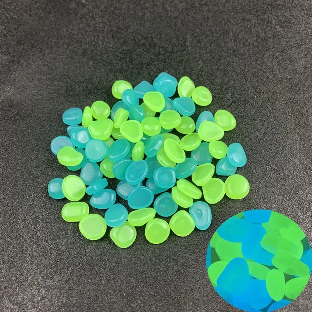 100Pcs Pebbles Glow in the Dark for Garden Yard Patio