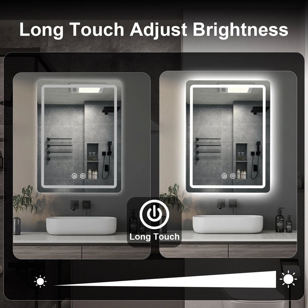 20x28 inch LED Bathroom Mirror with Backlit Lights Fogless, Wall Mounted
