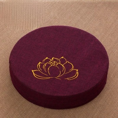 40X6CM Yoga Meditation Linen Cushion, Lotus Texture Pillow Tatami Mat Removable Washable