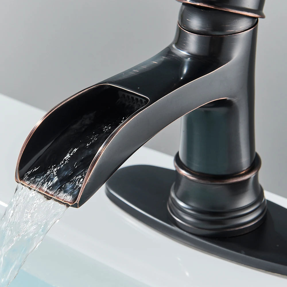 Waterfall Bathroom Faucet t Single Handle Lavatory Mixer Tap Farmhouse Vanity Sink Faucet