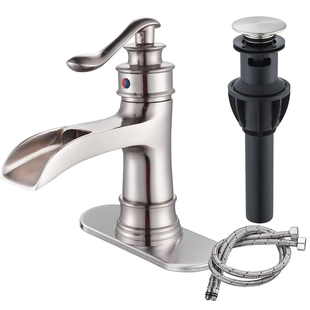 Waterfall Bathroom Faucet t Single Handle Lavatory Mixer Tap Farmhouse Vanity Sink Faucet