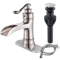 Waterfall Bathroom Faucet t Single Handle Lavatory Mixer Tap Farmhouse Vanity Sink Faucet
