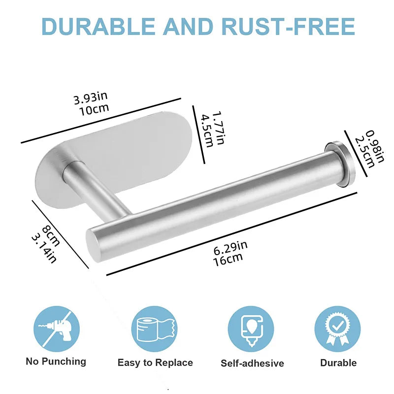 Adhesive Toilet Paper Holder Stainless Steel