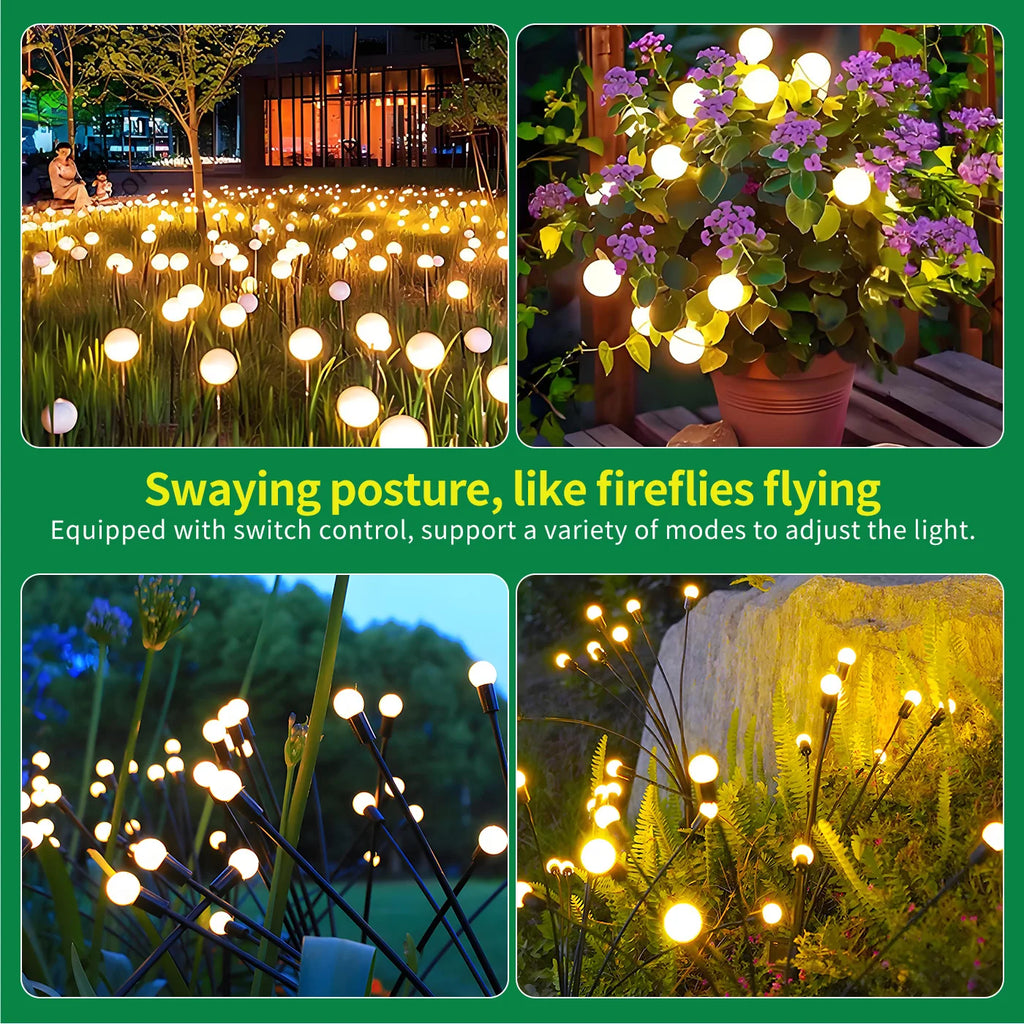 8-Head Solar Firefly Lights Outdoor Decorative Garden Lights Waterproof High Flexibility