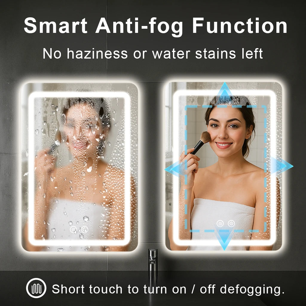 20x28 inch LED Bathroom Mirror with Backlit Lights Fogless, Wall Mounted
