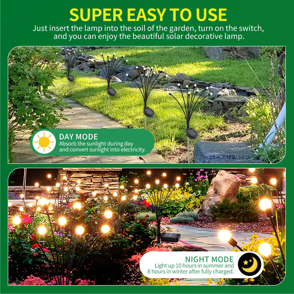 8-Head Solar Firefly Lights Outdoor Decorative Garden Lights Waterproof High Flexibility