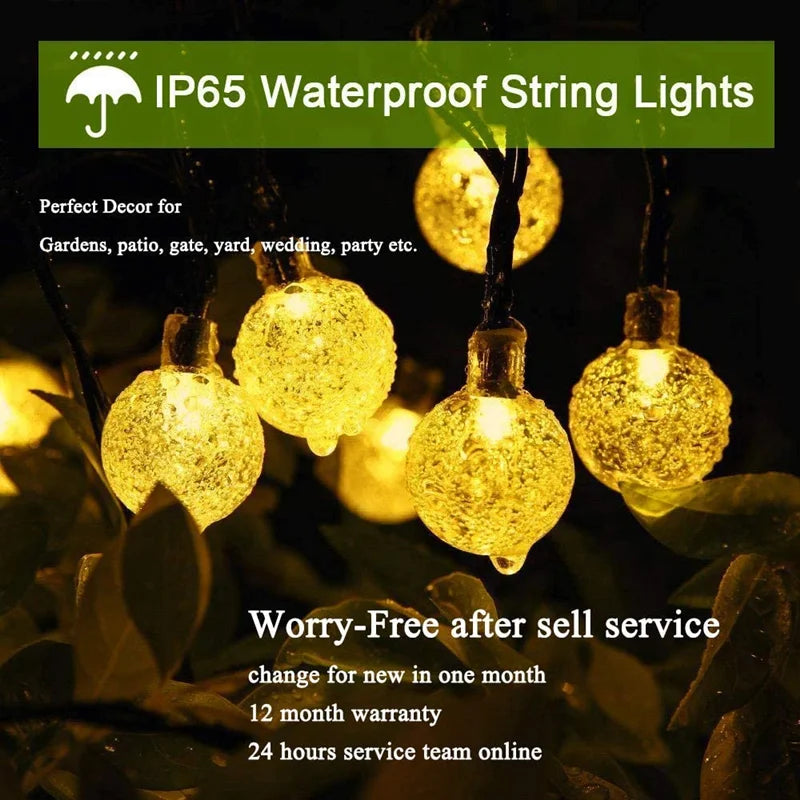 Solar Lights for Outside LED Waterproof Crystal Globe Light with 8 Modes