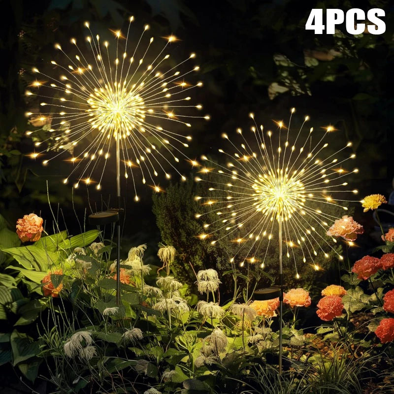 Solar Firework Light Outdoor Decor Waterproof 8 Lighting Modes