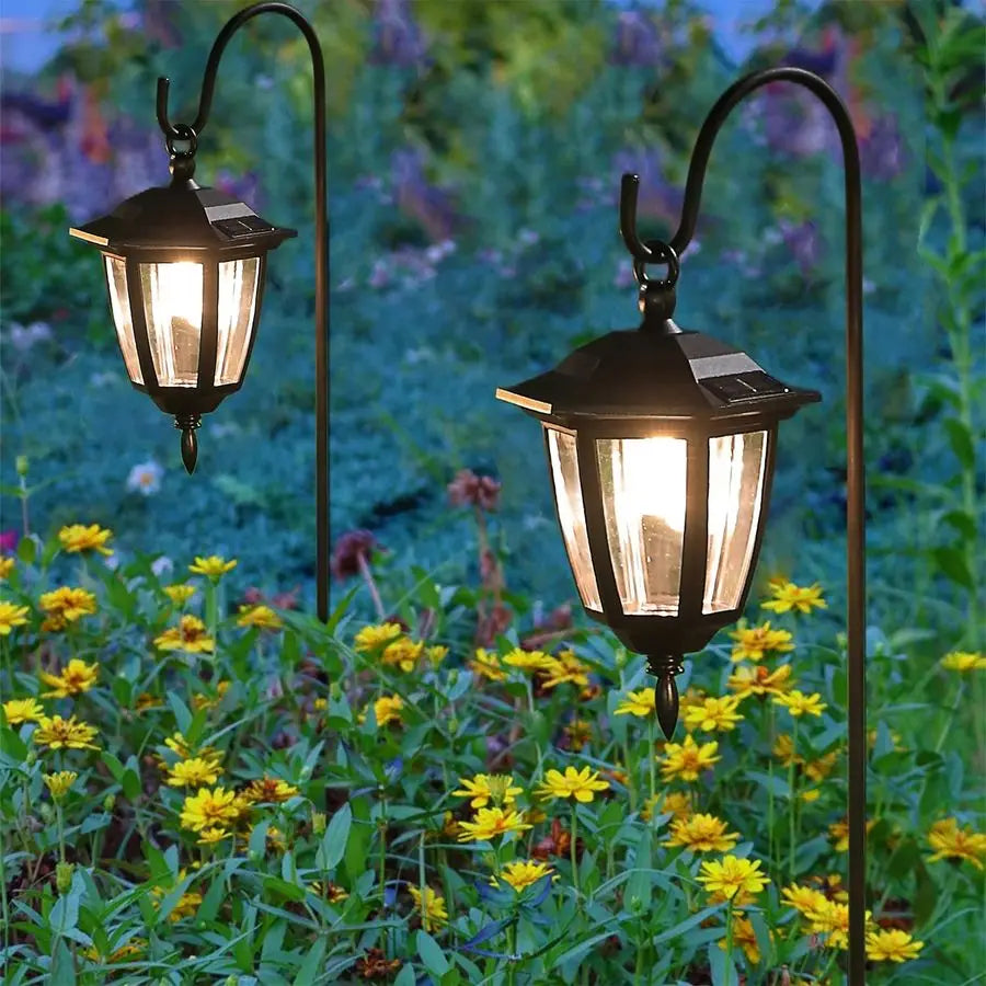 4 Pack Solar Hanging Lights Outdoor, with 4 x 38 Inch Shepherd Hooks, Waterproof