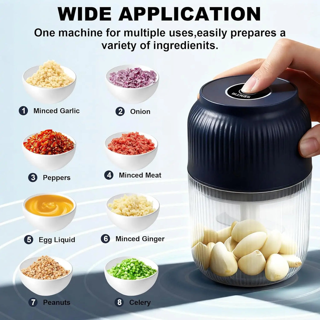 Electric Mini Portable Chopper, 250ML Grinder Masher, Blender Wireless Food Processor