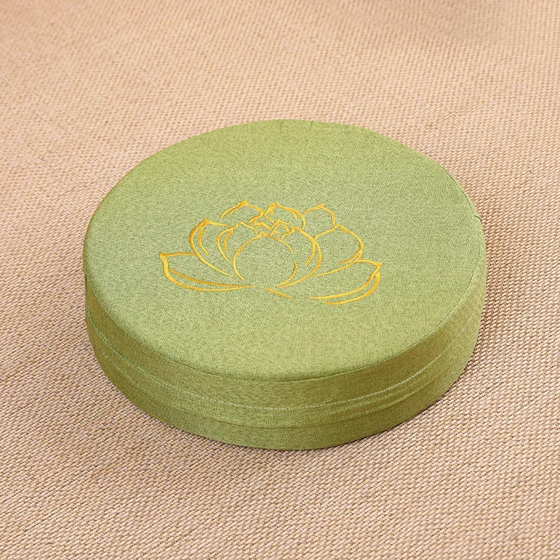 40X6CM Yoga Meditation Linen Cushion, Lotus Texture Pillow Tatami Mat Removable Washable