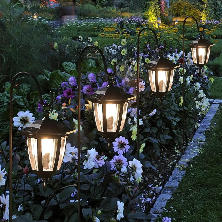 4 Pack Solar Hanging Lights Outdoor, with 4 x 38 Inch Shepherd Hooks, Waterproof