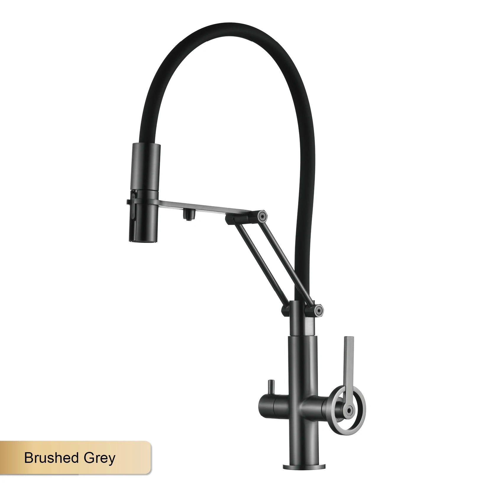 Brass island kitchen faucet with filtered Water Pull out Sprayer.