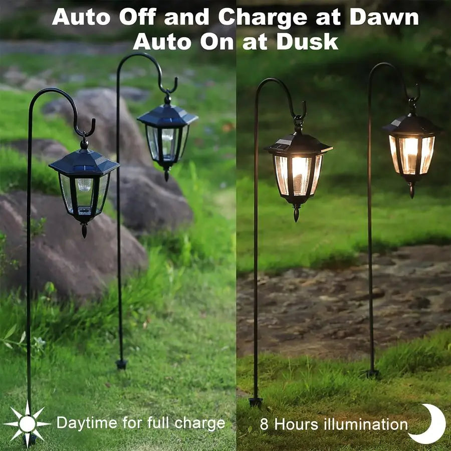 4 Pack Solar Hanging Lights Outdoor, with 4 x 38 Inch Shepherd Hooks, Waterproof