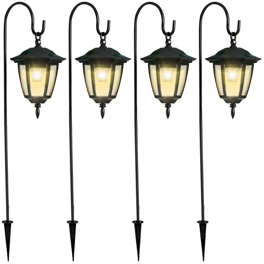 4 Pack Solar Hanging Lights Outdoor, with 4 x 38 Inch Shepherd Hooks, Waterproof
