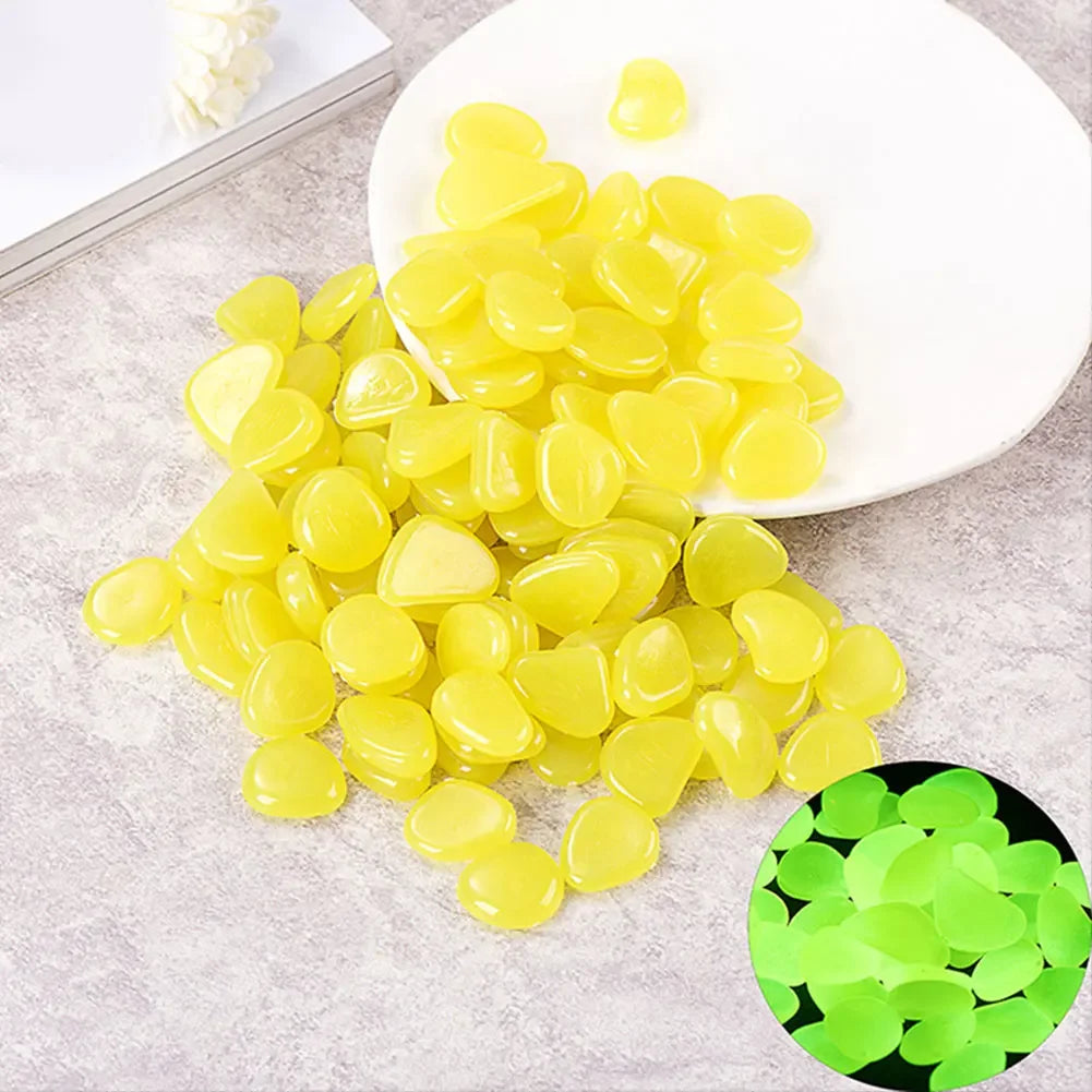 100Pcs Pebbles Glow in the Dark for Garden Yard Patio