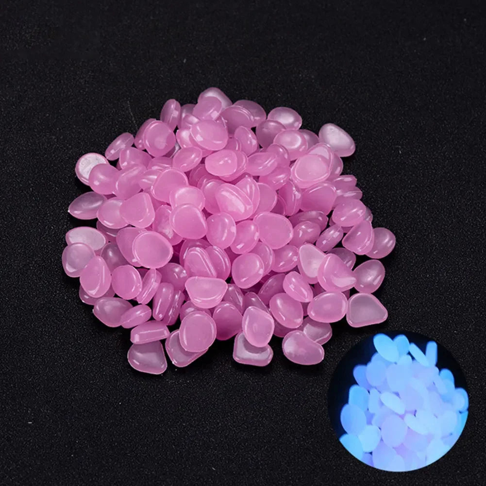 100Pcs Pebbles Glow in the Dark for Garden Yard Patio