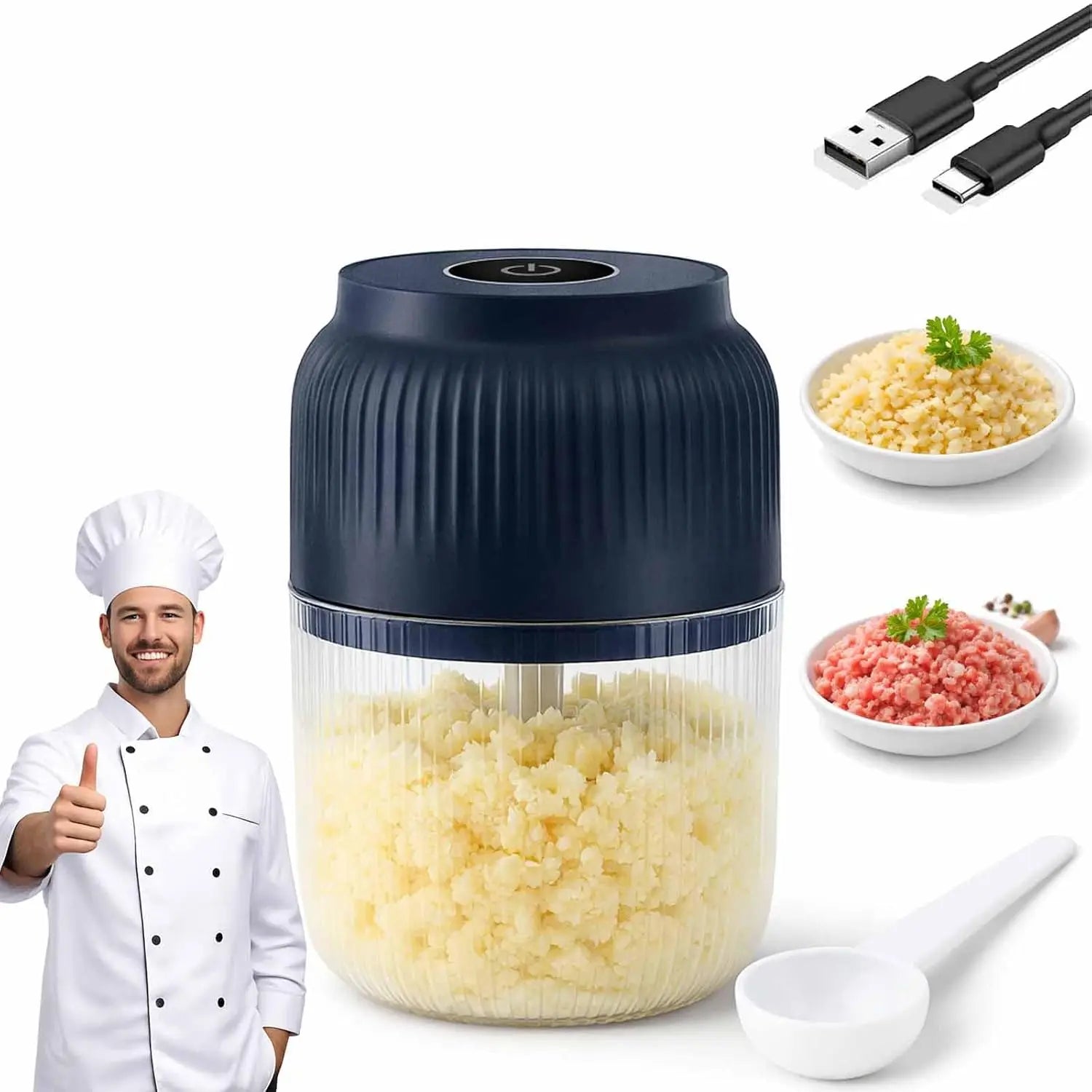 Electric Mini Portable Chopper, 250ML Grinder Masher, Blender Wireless Food Processor