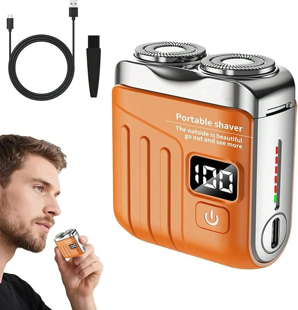 Dual-Rotary Electric Shaver, USB-C Rechargeable Digital Display IPX7 Waterproof Floating Blades Low Noise Wet Dry Grooming Tool, Compact Portable for Home Travel Car Business Trip, Full Body Hair Removal Men's Holiday Gift