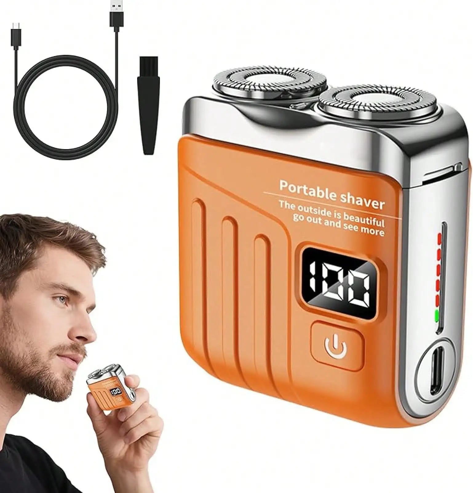 Dual-Rotary Electric Shaver, USB-C Rechargeable Digital Display IPX7 Waterproof Floating Blades Low Noise Wet Dry Grooming Tool, Compact Portable for Home Travel Car Business Trip, Full Body Hair Removal Men's Holiday Gift