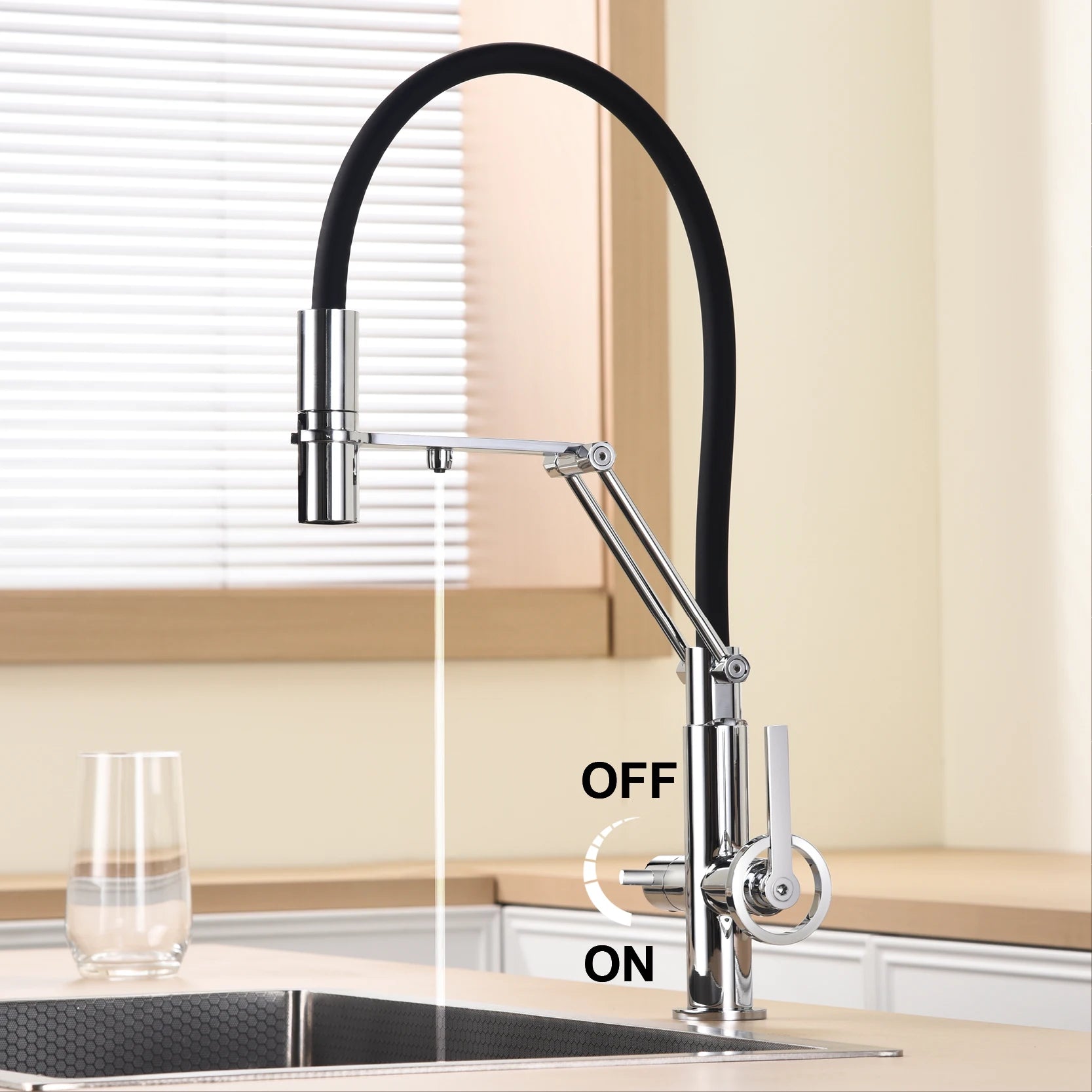 Brass island kitchen faucet with filtered Water Pull out Sprayer.