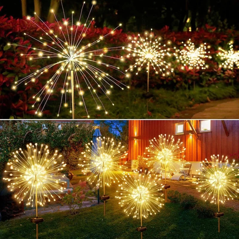 Solar Firework Light Outdoor Decor Waterproof 8 Lighting Modes
