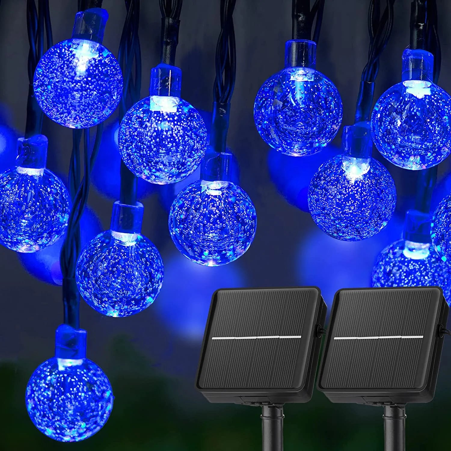 Solar Lights for Outside LED Waterproof Crystal Globe Light with 8 Modes