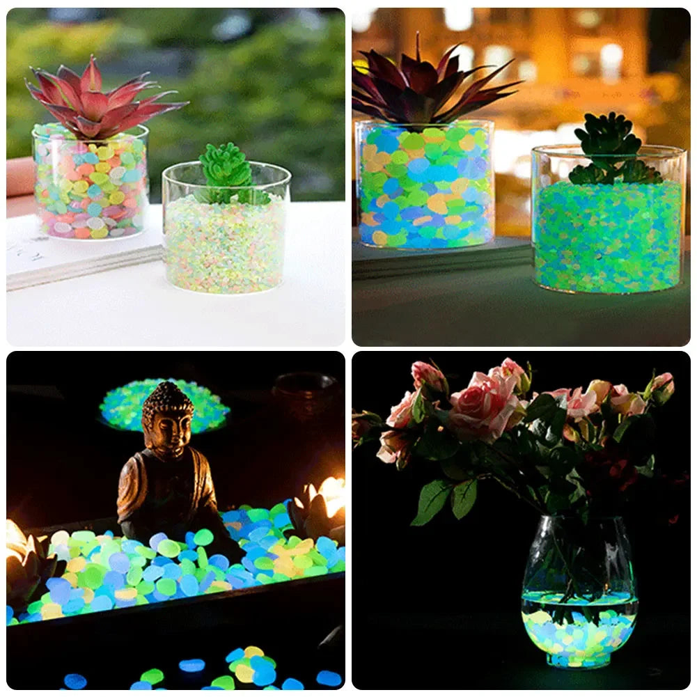100Pcs Pebbles Glow in the Dark for Garden Yard Patio