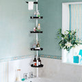 Corner Shower Caddy with Tension Pole 4-Tier Adjustable Shelves Bathroom Storage Organizer with Rubber Pad,101.6 - 122 Inch H