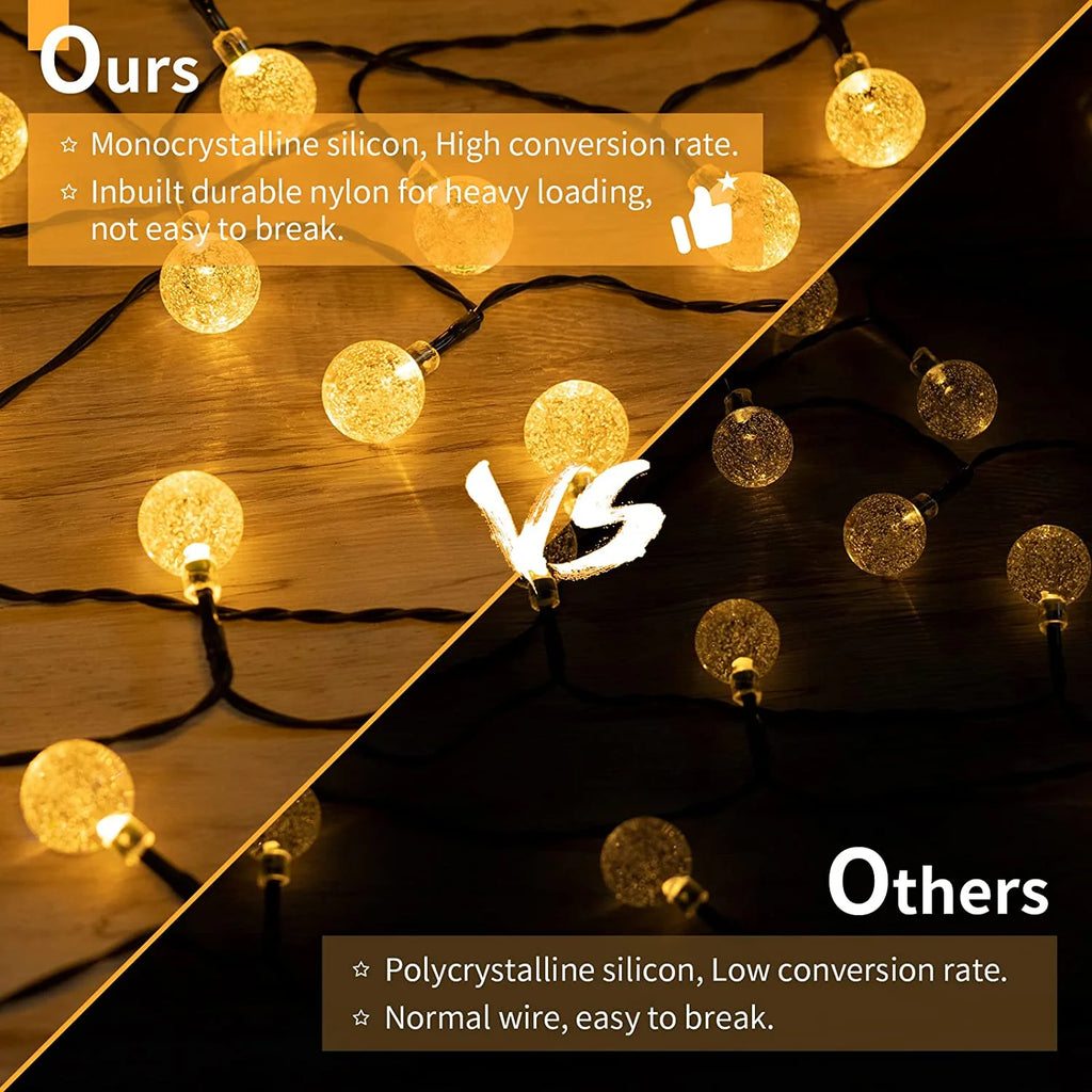 Solar Lights for Outside LED Waterproof Crystal Globe Light with 8 Modes
