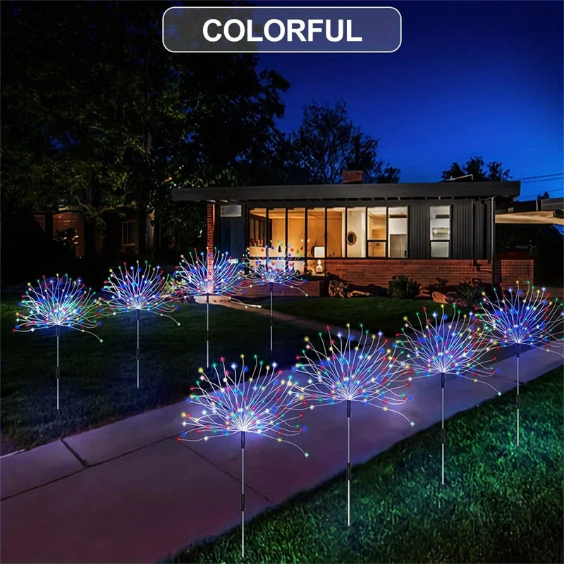 Solar Firework Light Outdoor Decor Waterproof 8 Lighting Modes