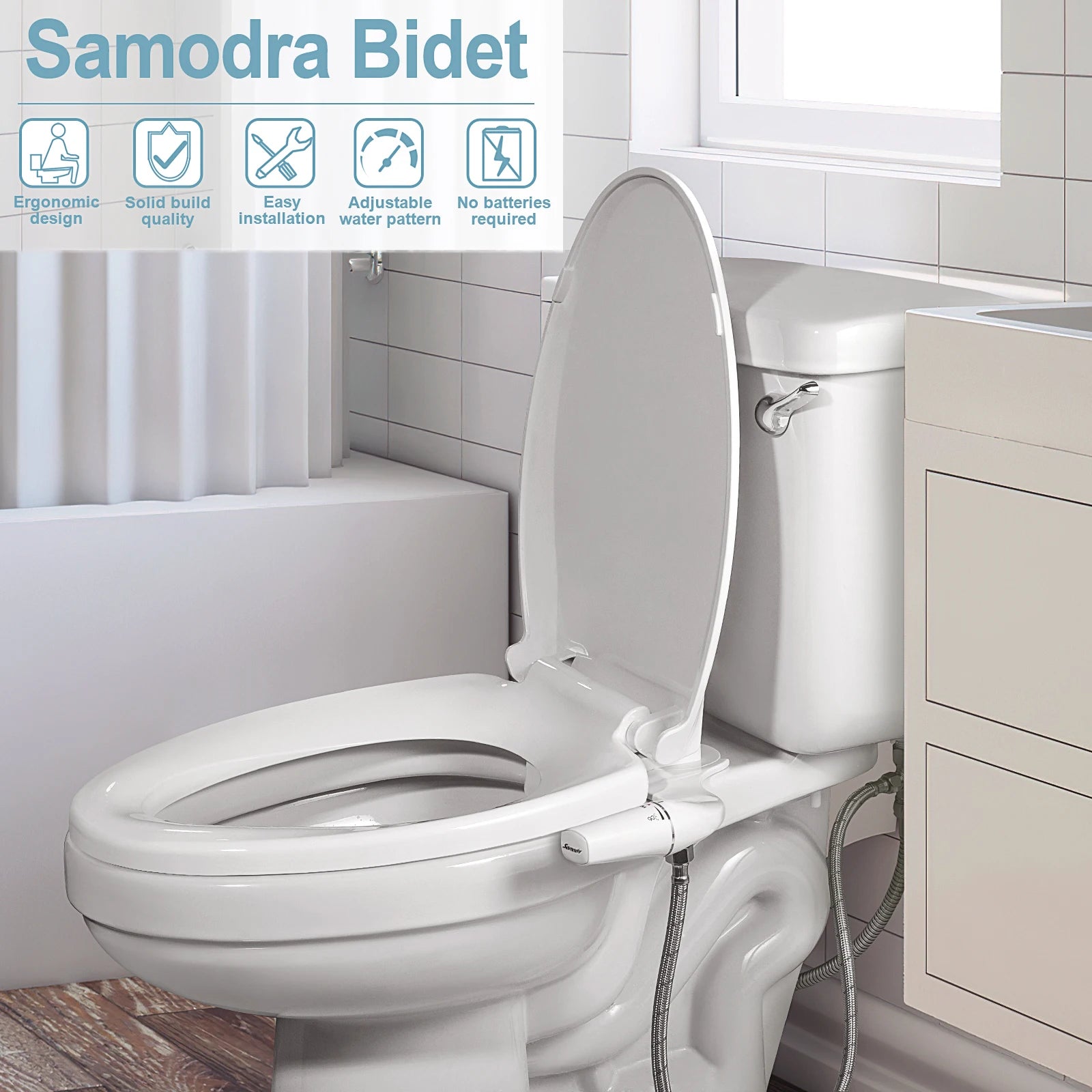 Right/Left Hand Bidet Sprayer Non-Electric Dual Nozzle Bidet Toilet Seat